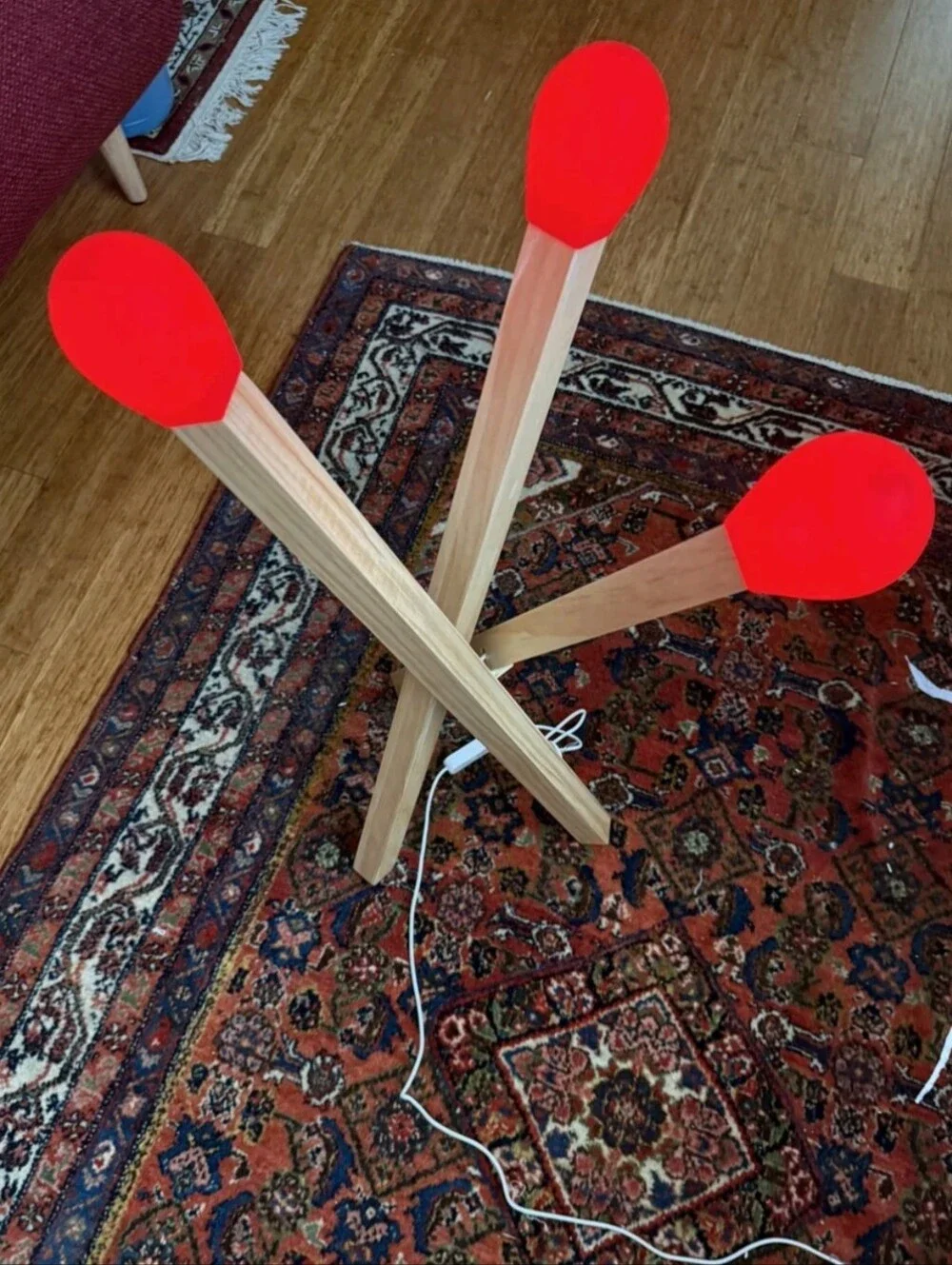 new IKEA STRALA floor light, matchstick-shaped wood